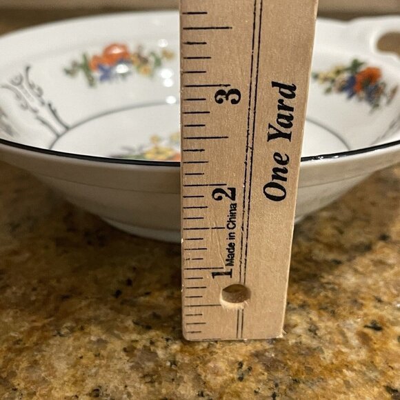 Celebrate Serving Bowl German Multicolor Flowers Side Handles Stamped 8.25" - Picture 9 of 10